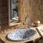 Umywalka częściowo wpuszczana z ręcznie malowanej gliny szamotowej Wyprodukowano we Włoszech - Principe Viadurini