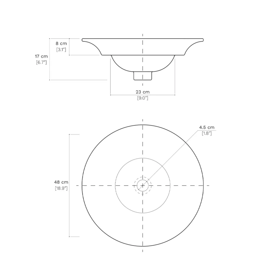 Umywalka częściowo wpuszczana z najwyższej jakości francuskiej porcelany - Pausa Viadurini