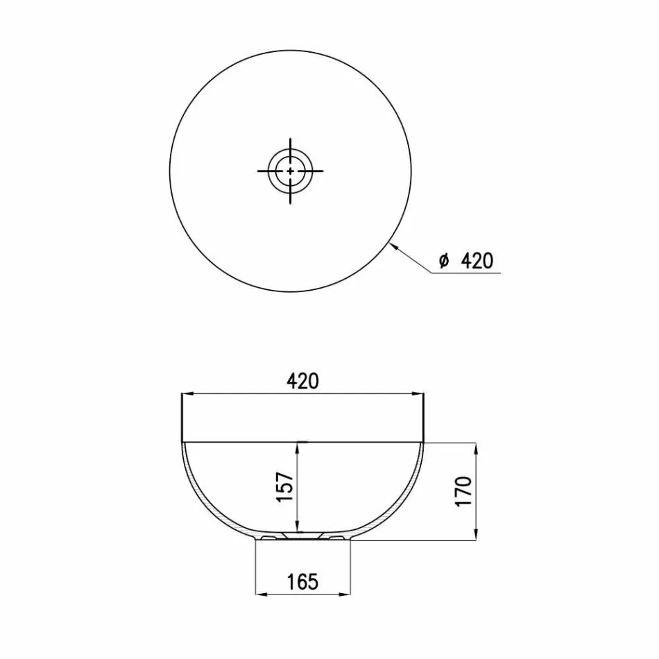 Sferyczny blat ceramiczny Umywalka Ø40cm Made in Italy Leivi Viadurini