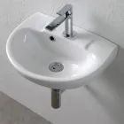 Biała ceramiczna umywalka wisząca o eleganckim, nowoczesnym wzornictwie - Silica Viadurini
