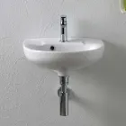Biała ceramiczna umywalka wisząca o eleganckim, nowoczesnym wzornictwie - Silica Viadurini