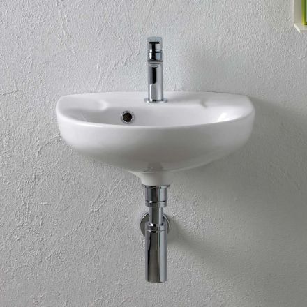 Biała ceramiczna umywalka wisząca o eleganckim, nowoczesnym wzornictwie - Silica Viadurini