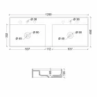 Nowoczesny design ścienna umywalka ceramiczna Sun 120x45 cm wykonana we Włoszech Viadurini