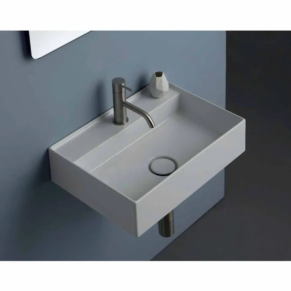 Umywalka ceramiczna podwieszana Sun 50x35 cm, dostępne różne kolory Viadurini