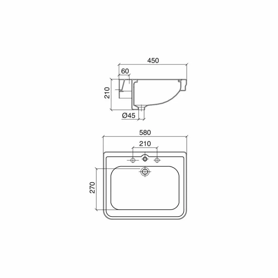Umywalka wisząca w stylu vintage z białej ceramiki Made in Italy - Marwa Viadurini