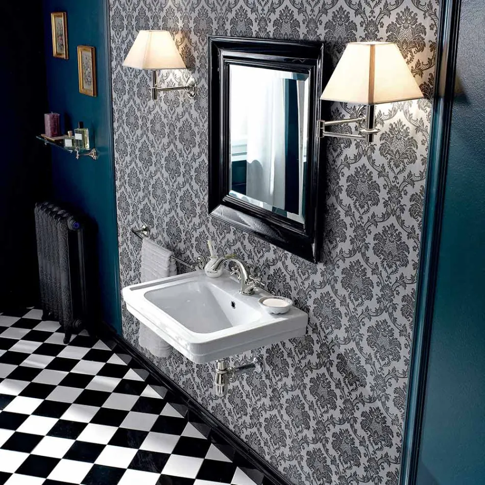 Umywalka wisząca w stylu vintage z białej ceramiki Made in Italy - Marwa Viadurini