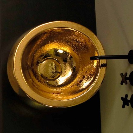 Okrągła umywalka nablatowa w kolorze złoconym Włochy Ceramika Elisa Viadurini