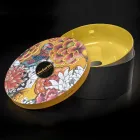 Żółta okrągła umywalka nablatowa z glazurowanej gliny Made in Italy - Tatiana Viadurini