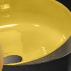 Żółta okrągła umywalka nablatowa z glazurowanej gliny Made in Italy - Tatiana Viadurini