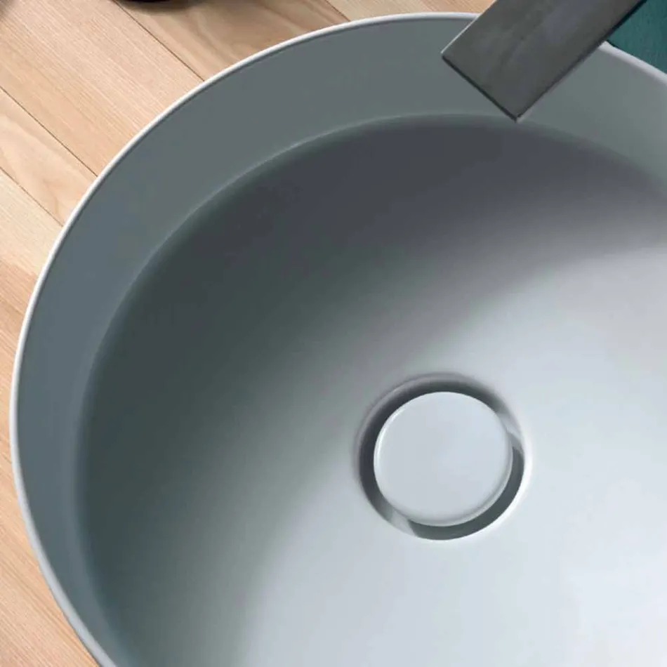 Okrągła umywalka ceramiczna okrągła Sun Circle o średnicy 40 cm Viadurini