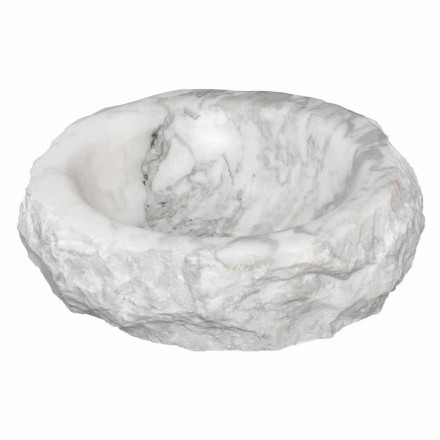 Okrągła marmurowa umywalka nablatowa Carrara Made in Italy - Canova Viadurini