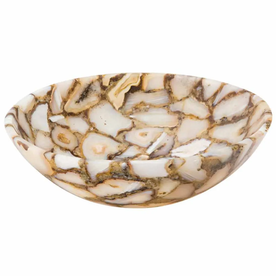 Blat okrągły kamień agat wsparcie Mila, jednoczęściowa Viadurini