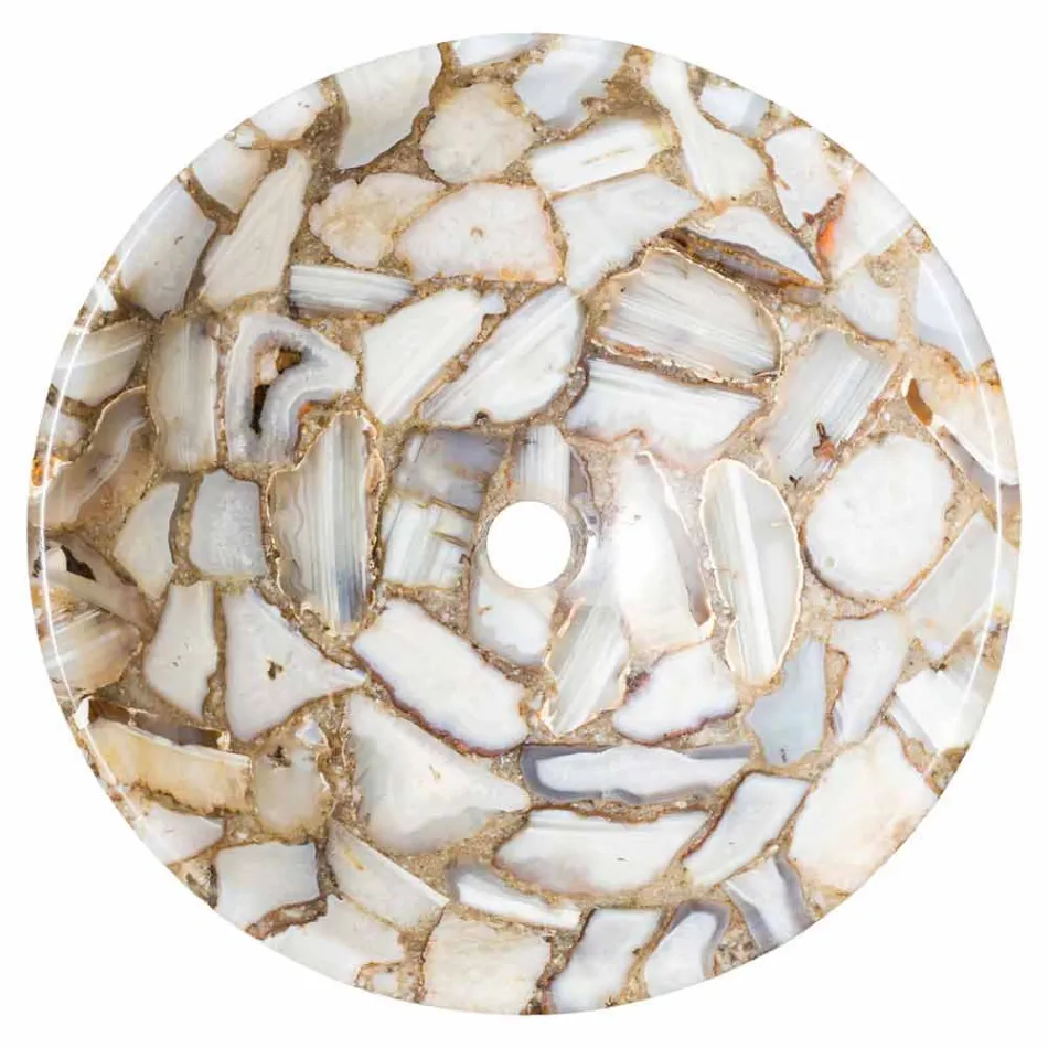 Blat okrągły kamień agat wsparcie Mila, jednoczęściowa Viadurini