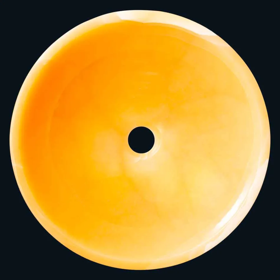 Okrągła umywalka w pomarańczowy onyks Aris Viadurini