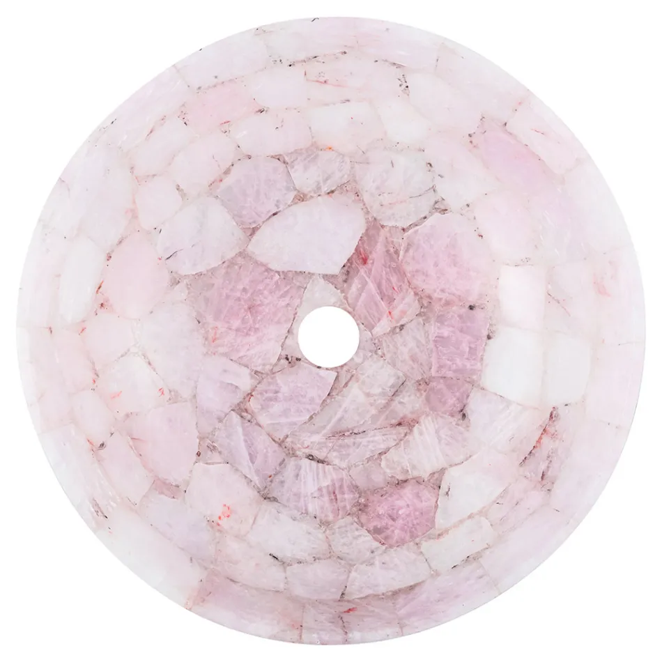 Umywalka okrągła nablatowa  z różowego kwarcu Paloma Viadurini