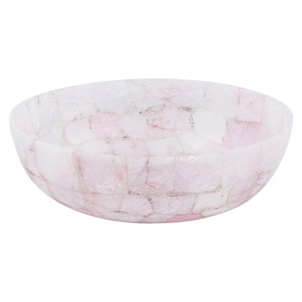 Umywalka okrągła nablatowa  z różowego kwarcu Paloma Viadurini