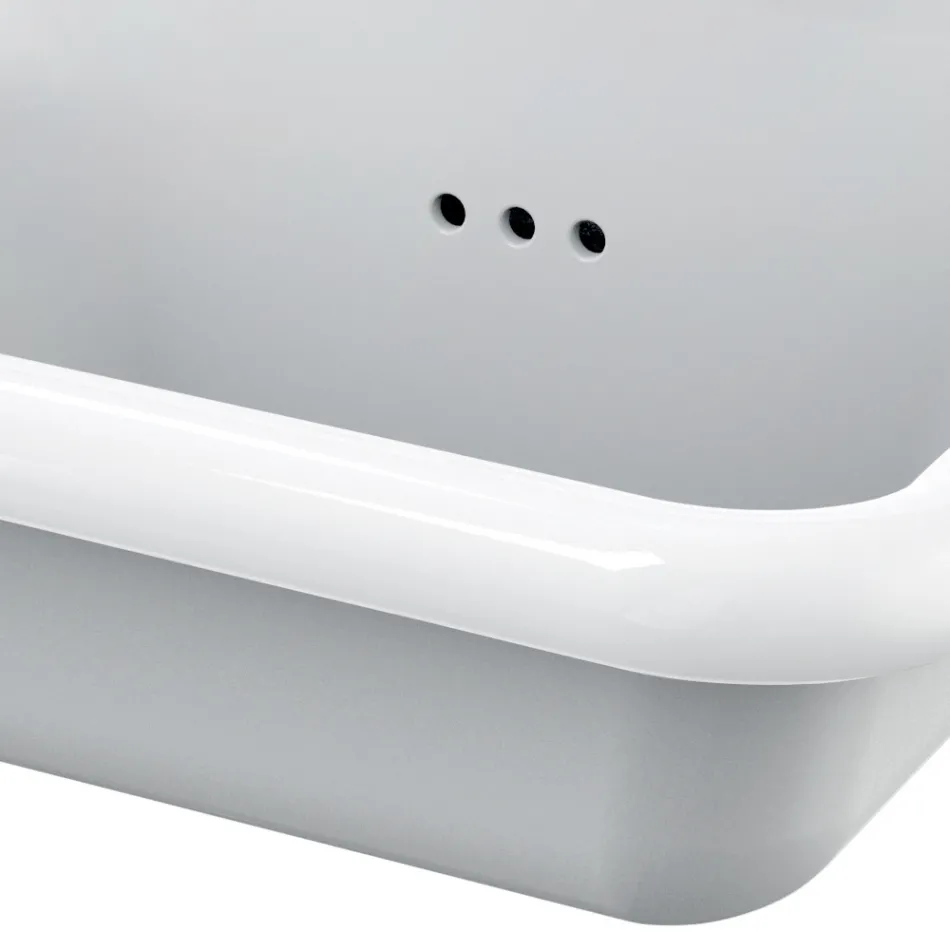 Umywalka ścienna z podwójną umywalką w stylu vintage z szarej ceramiki - Jack Viadurini