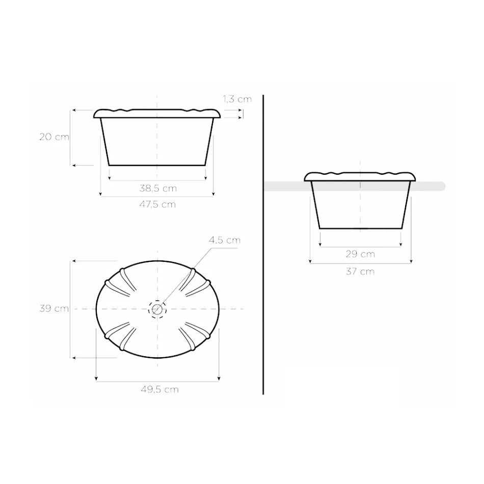 Vintage, ręcznie odlewana umywalka porcelanowa z kwiatami Made in Italy - Barbera Viadurini