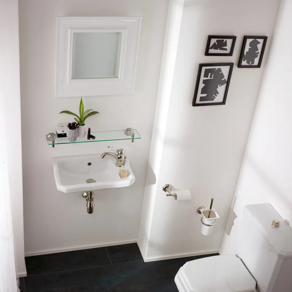 Umywalka wisząca w klasycznej ceramice, wyprodukowana we Włoszech - Nausica Viadurini