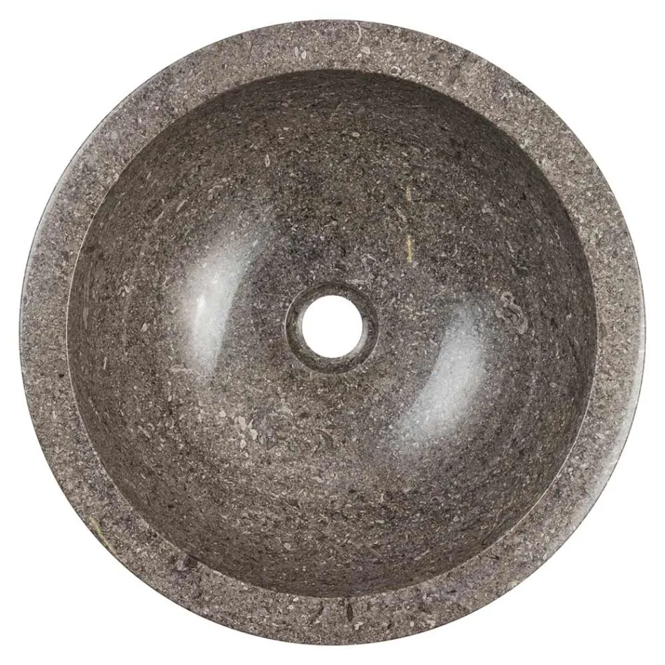 Okrągła umywalka nablatowa z ręcznie robionego marmuru, Bucine Viadurini