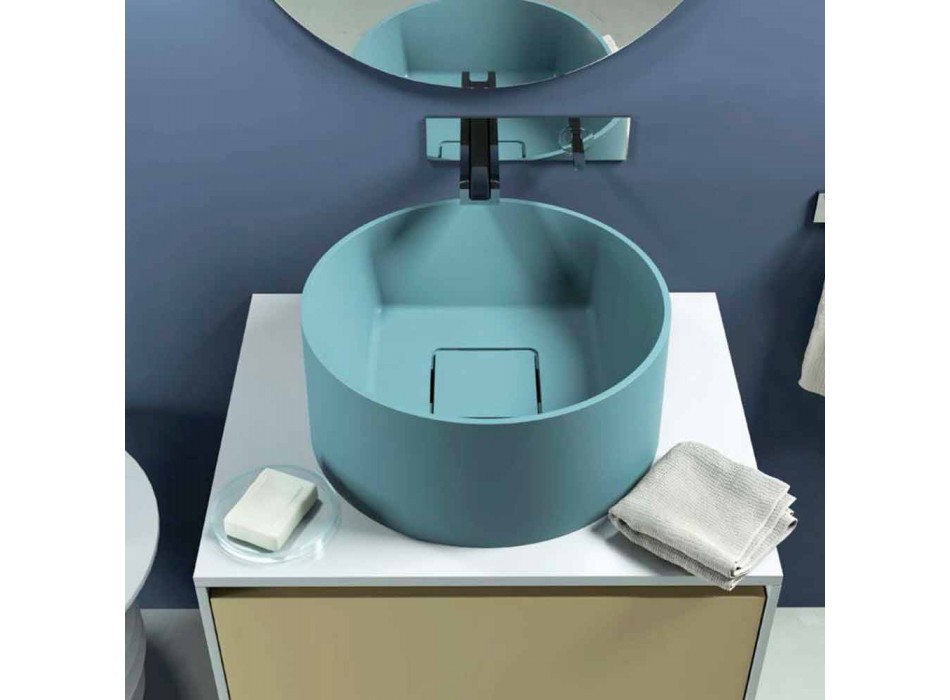 Okrągła umywalka nablatowa produkowana we Włoszech, Forino Viadurini