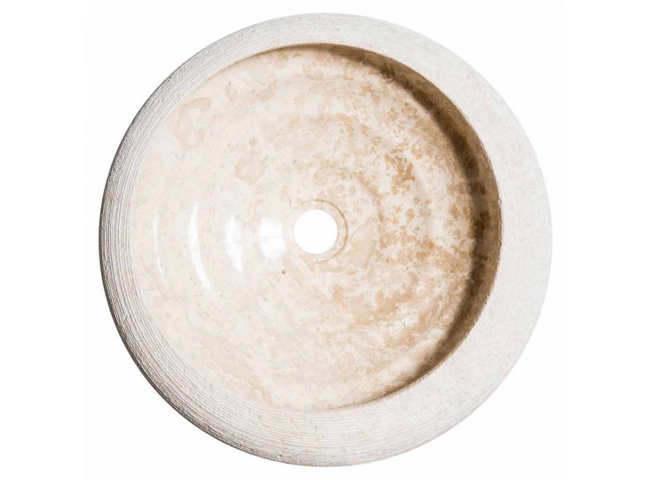 Okrągła stojąca umywalka wykonana z białego marmuru, Bucciano Viadurini