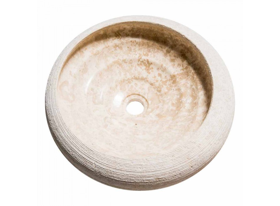 Okrągła stojąca umywalka wykonana z białego marmuru, Bucciano Viadurini