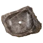 Ręcznie robiona umywalka nablatowa z zadymionego kamienia kwarcowego, Vigasio Viadurini