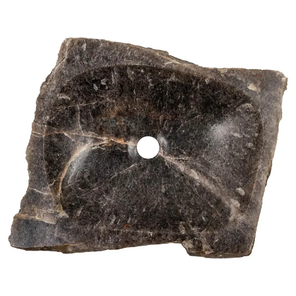 Ręcznie robiona umywalka nablatowa z zadymionego kamienia kwarcowego, Vigasio Viadurini