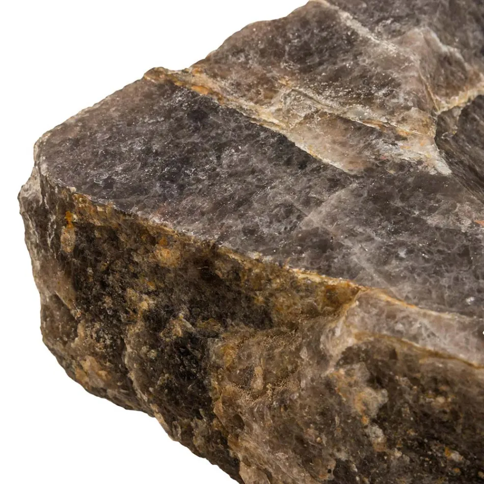 Ręcznie robiona umywalka nablatowa z zadymionego kamienia kwarcowego, Vigasio Viadurini