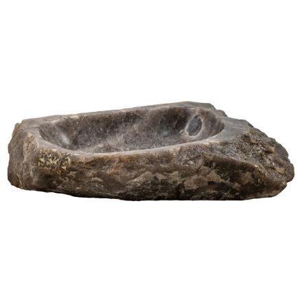 Ręcznie robiona umywalka nablatowa z zadymionego kamienia kwarcowego, Vigasio Viadurini