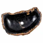 Współczesna ręcznie wykonana umywalka nablatowa wykonana z drewna kopalnego, Negrar Viadurini