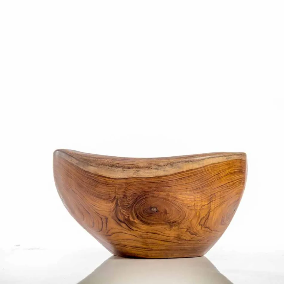 Nowoczesna umywalka stojąca w naturalnym drewnie tekowym Vigevano Viadurini