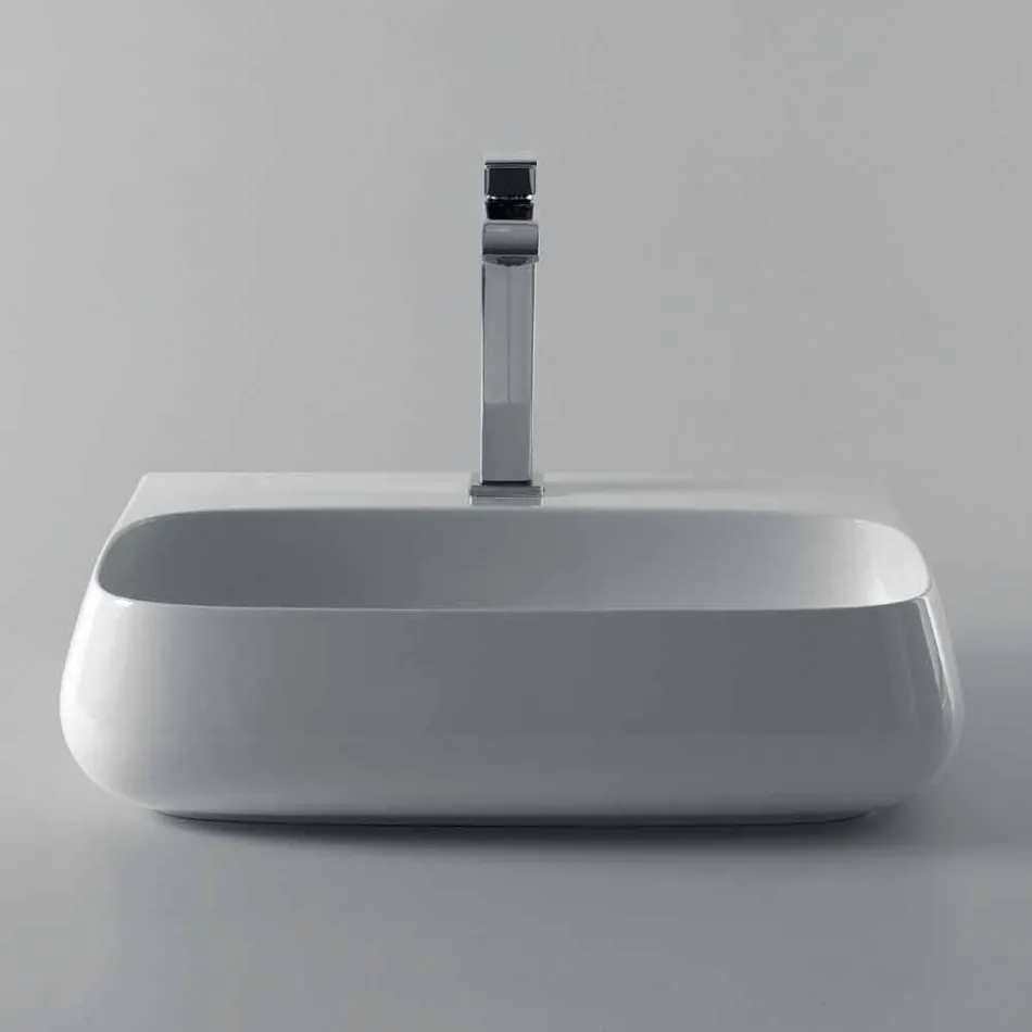 Wolnostojąca lub ścienna umywalka ceramiczna L 55cm wykonana we Włoszech, Gais Viadurini