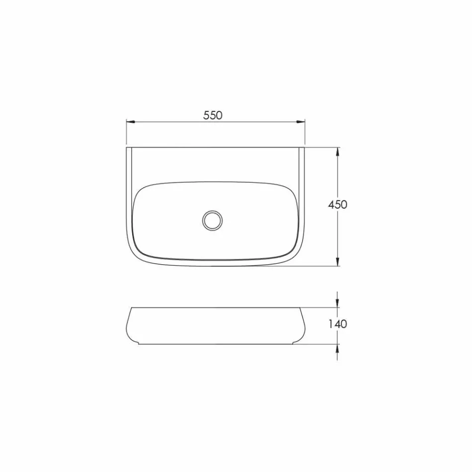Wolnostojąca lub ścienna umywalka ceramiczna L 55cm wykonana we Włoszech, Gais Viadurini