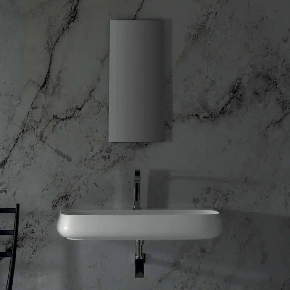 Wolnostojący lub zawieszony zlewozmywak ceramiczny L 90cm wykonany we Włoszech, Gais Viadurini