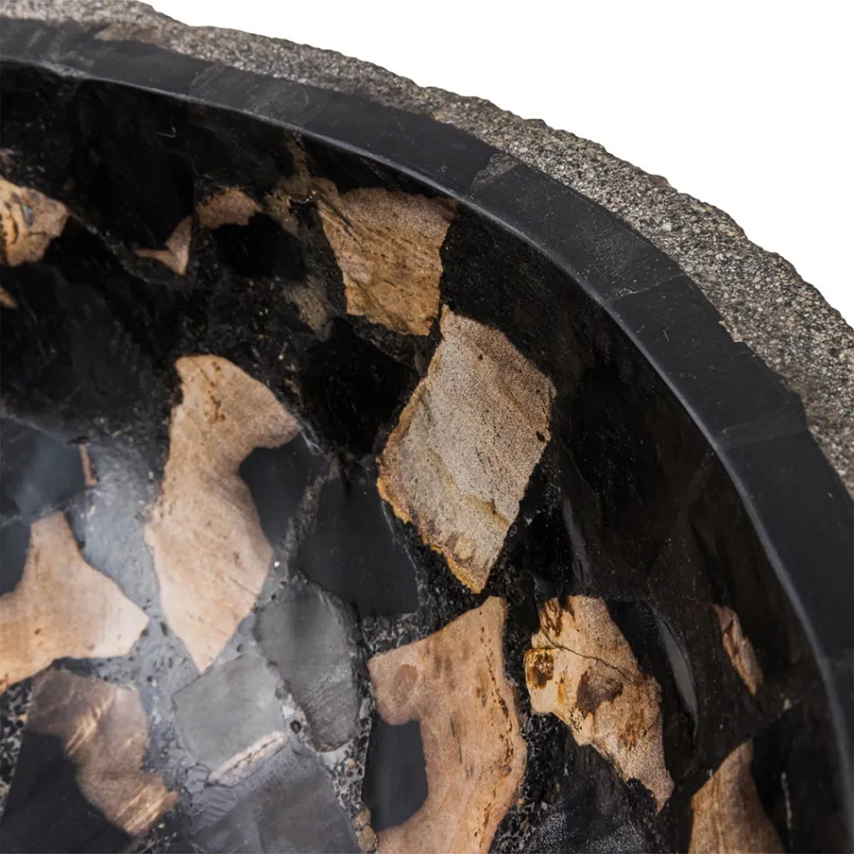 Umywalka nablatowa wykonana ręcznie z kamienia rzecznego, Palizzi Viadurini