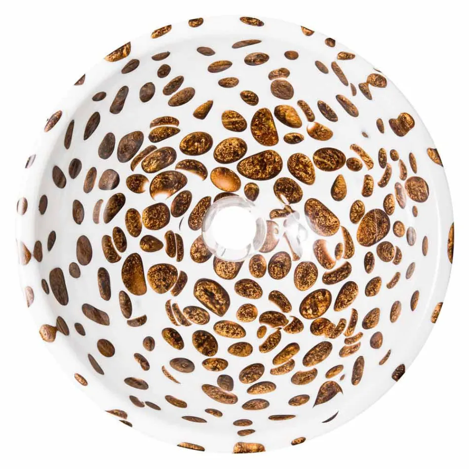 Nowoczesna okrągła umywalka nablatowa wykonana z żywicy, Bussi Viadurini