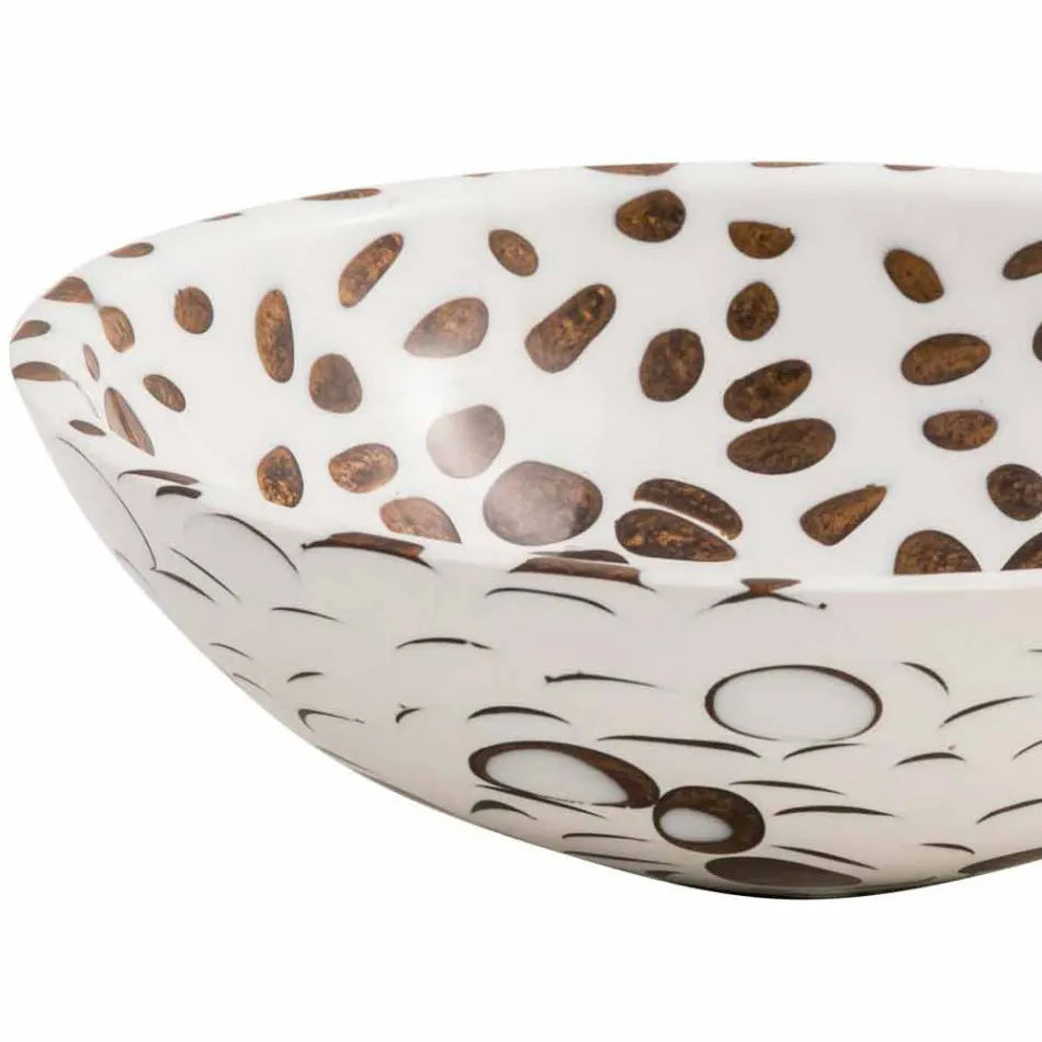 Nowoczesna okrągła umywalka nablatowa wykonana z żywicy, Bussi Viadurini