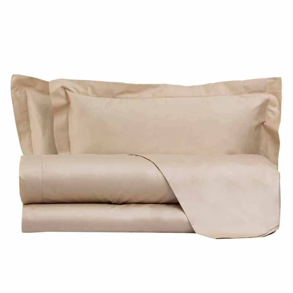 Prześcieradła w jednolitym kolorze w satynie bawełnianej do łóżka podwójnego - hibiskus Viadurini