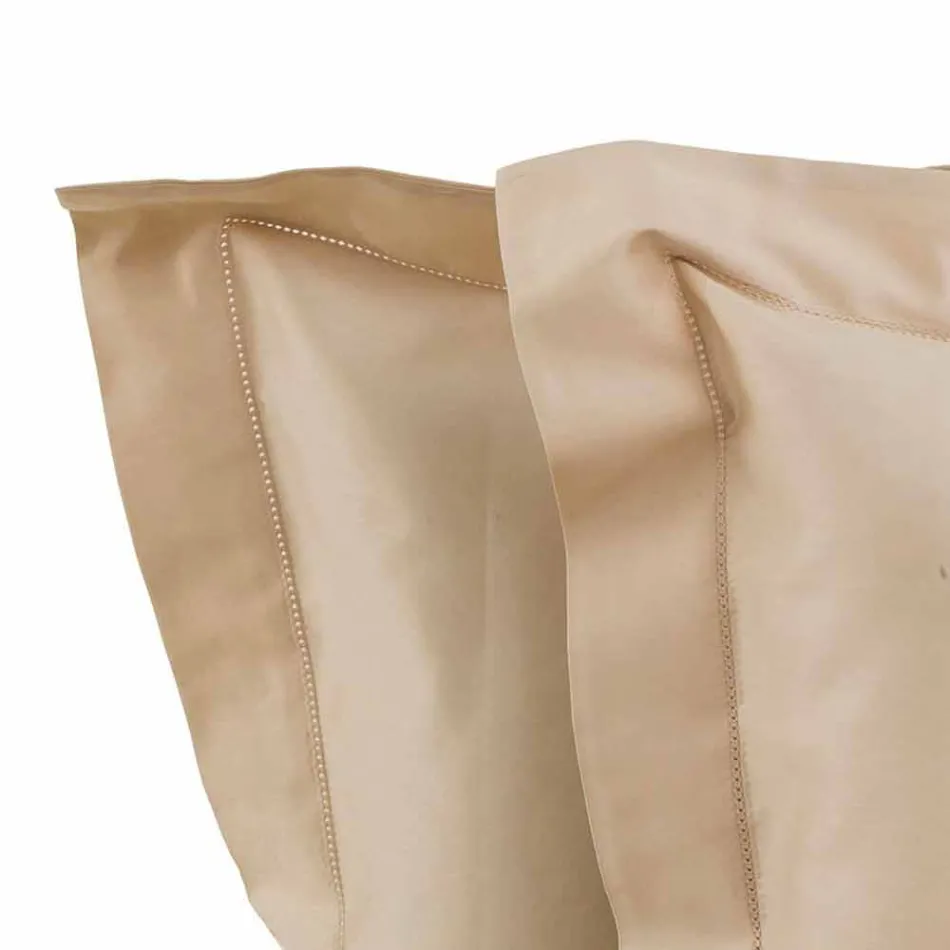 Prześcieradła w jednolitym kolorze w satynie bawełnianej do łóżka podwójnego - hibiskus Viadurini