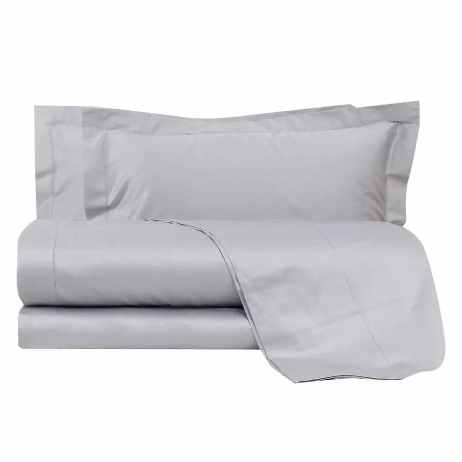 Prześcieradła w jednolitym kolorze w satynie bawełnianej do łóżka podwójnego - hibiskus Viadurini