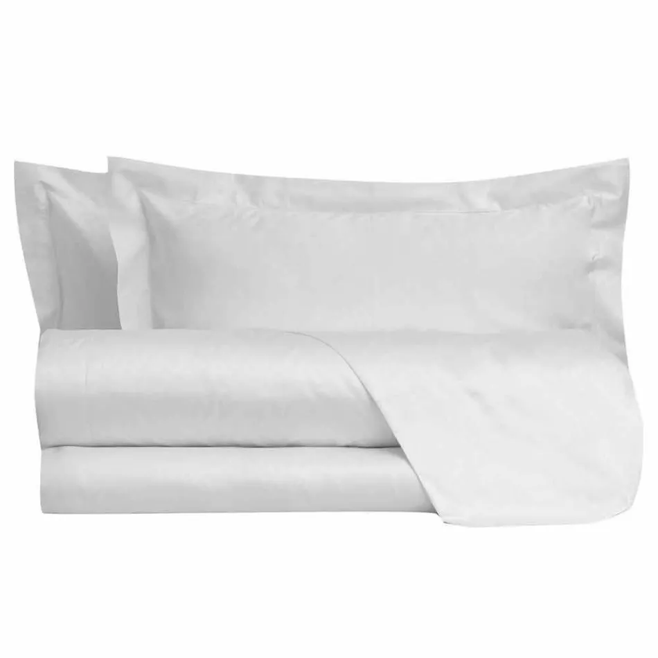 Prześcieradła w jednolitym kolorze w satynie bawełnianej do łóżka podwójnego - hibiskus Viadurini