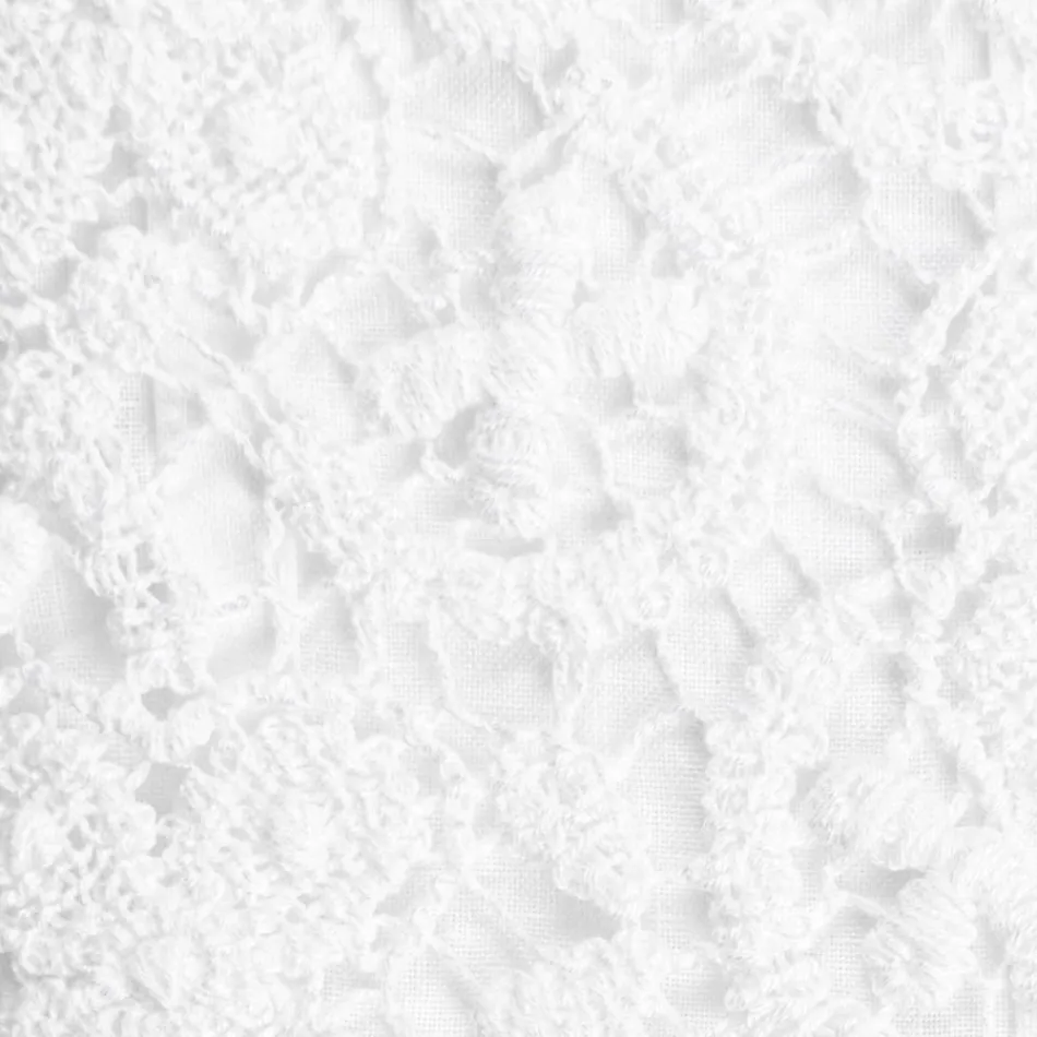 Wysokiej jakości białe prześcieradło lniane z koronką do łóżka podwójnego - Fiumana Viadurini