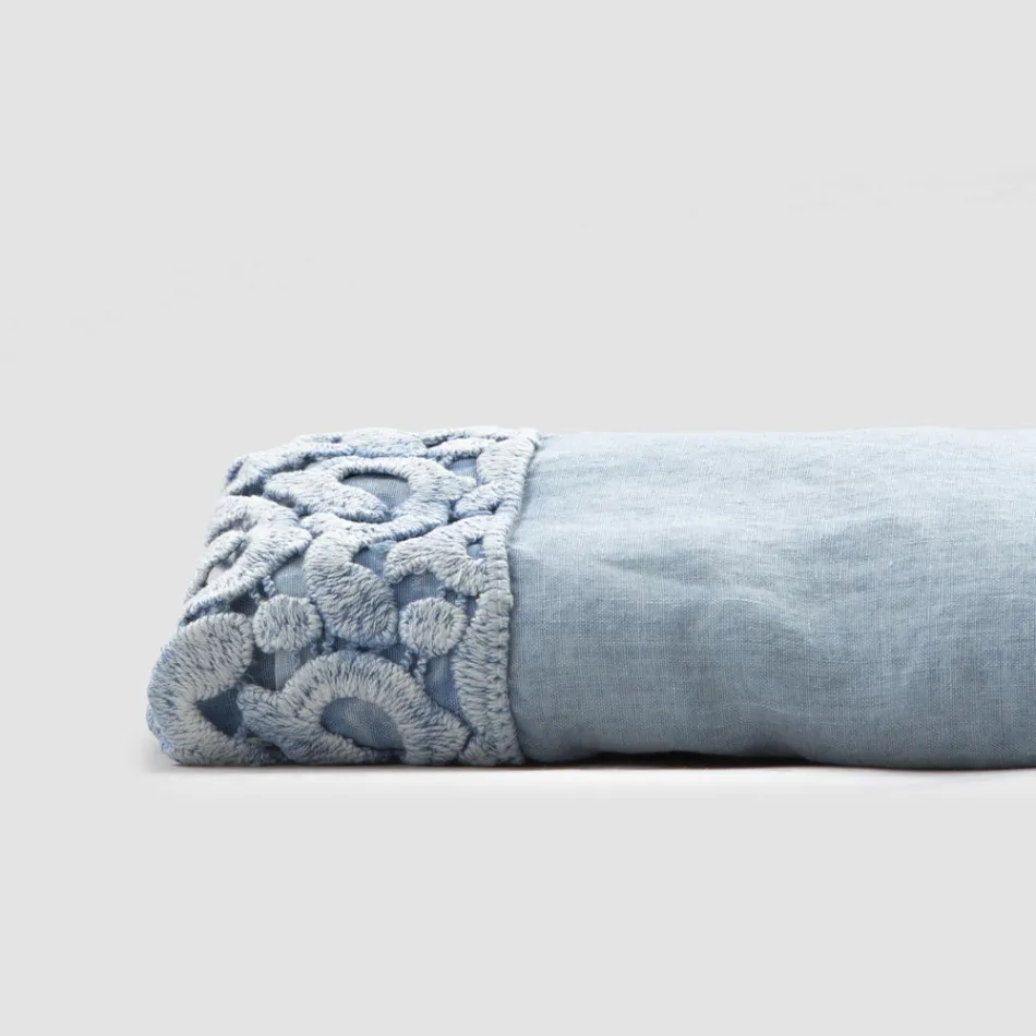 Podwójne prześcieradło z lnu z koronką Poema, 3 wykończenia – Dulcis Viadurini