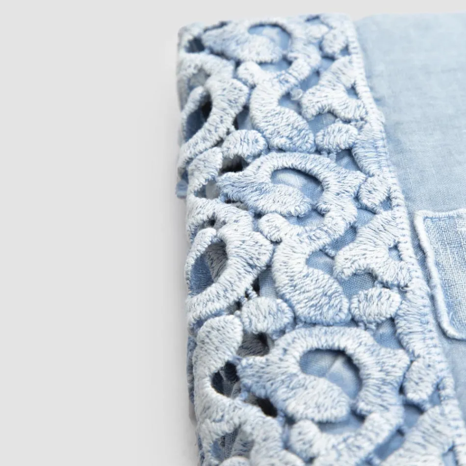 Podwójne prześcieradło z lnu z koronką Poema, 3 wykończenia – Dulcis Viadurini