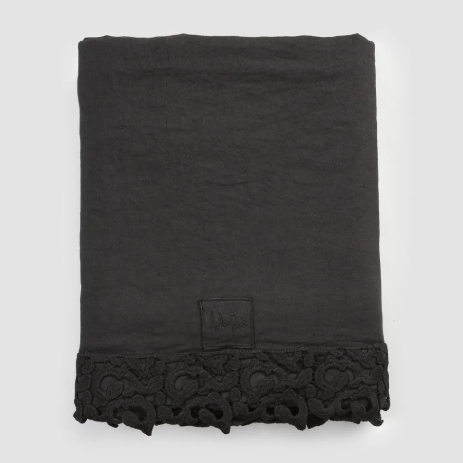 Podwójne prześcieradło z lnu z koronką Poema, 3 wykończenia – Dulcis Viadurini