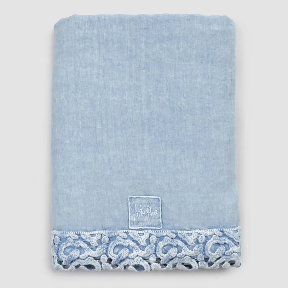 Podwójne prześcieradło z lnu z koronką Poema, 3 wykończenia – Dulcis Viadurini