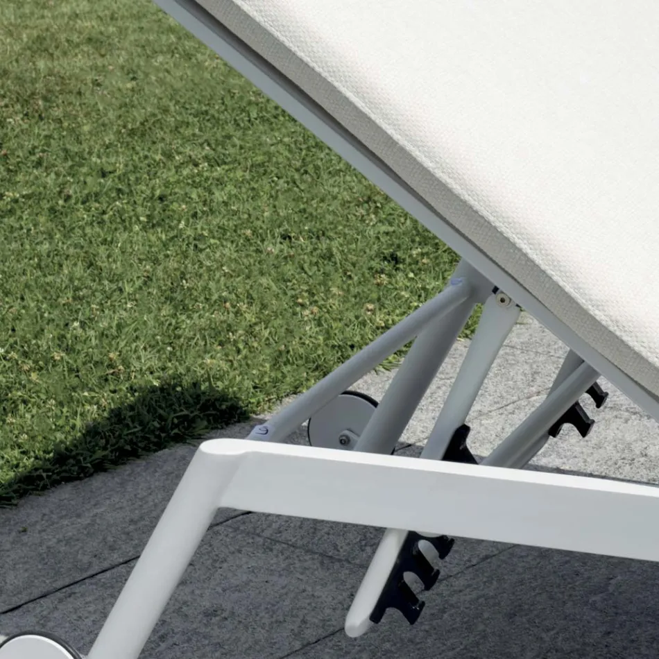 Leżak ogrodowy aluminiowy 205x76 cm z poduszką - Tessara Viadurini