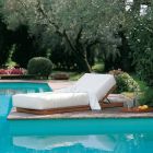 Niski leżak ogrodowy z drewna tekowego i WaProLace Made in Italy z poduszką - Oracle Viadurini